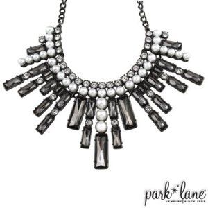 Park Lane Manhattan Necklace Smoky Crystal Glass Pearl Statement Jewelry